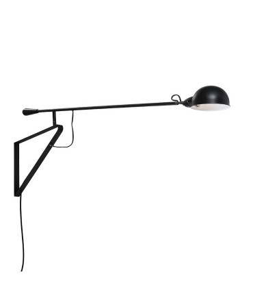 Aplique Brazo Articulado c/interruptor y enchufe negro