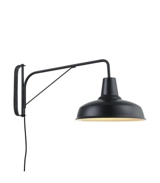 Aplique estilo Industrial negro orientable + interruptor y enchufe MB6169-BK - Ineslam