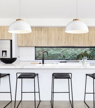 Lámpara campana metal blanco-madera Ø40cm E27 2