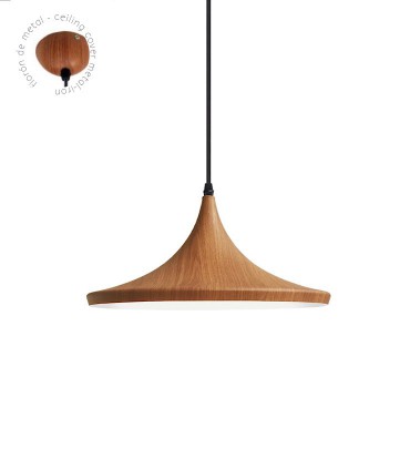 Lámpara colgante MD5186-DKWD metal madera Ø35cm E27 - Ineslam