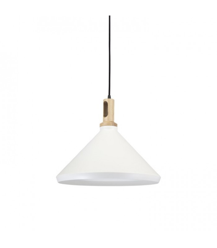 Lámpara colgante nórdica ND3 metal blanco-madera Ø35cm E27