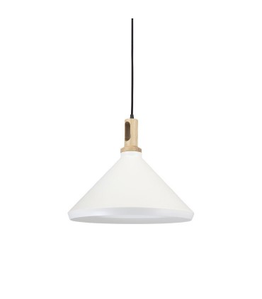 Lámpara colgante nórdica ND3 metal blanco-madera Ø35cm E27
