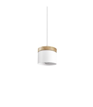 Lámpara colgante nórdica metal blanco-madera MD2341-W