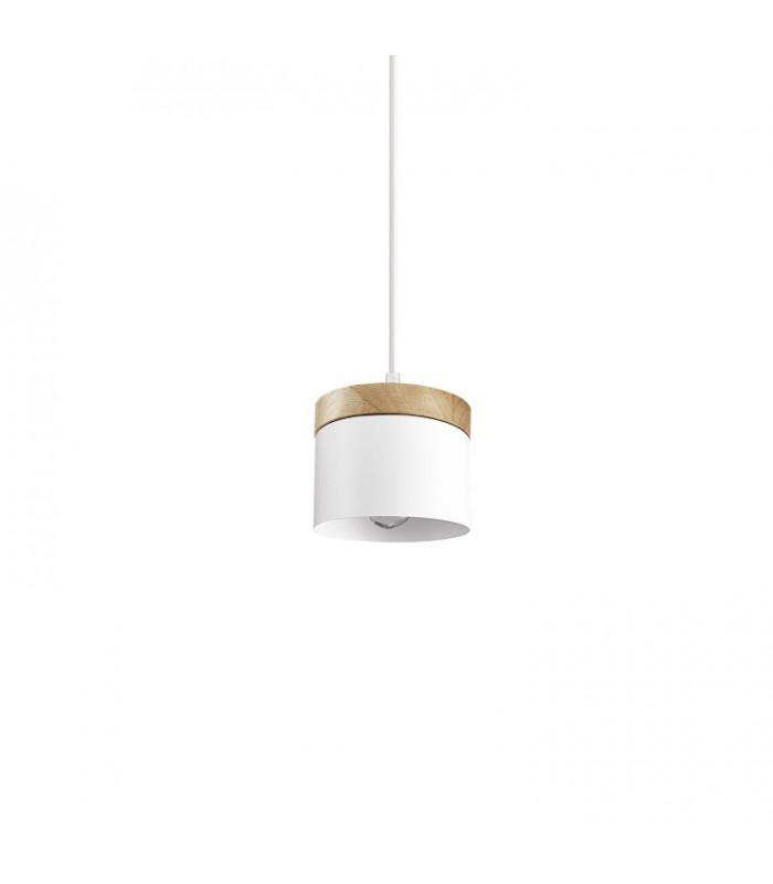 Lámpara colgante nórdica metal blanco-madera MD2341-W