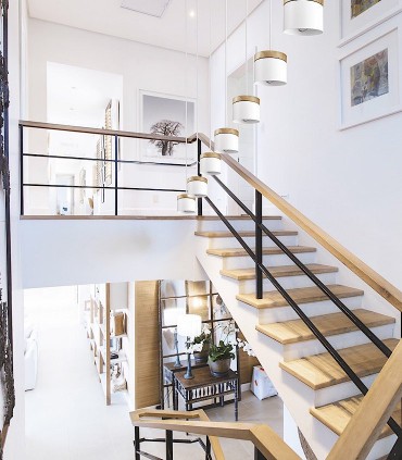 Lámpara colgante nórdica metal blanco-madera MD2341-W