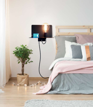 Aplique de pared MB2244-BK - Ineslam con cargador USB