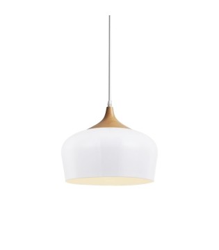 Lámpara techo colgante nórdica blanco-madera Ø31 MD8035M-WH - Ineslam
