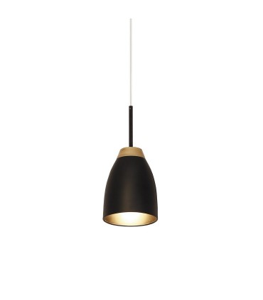 Colgante nórdico ND17N metal negro-madera Ø16cm E27