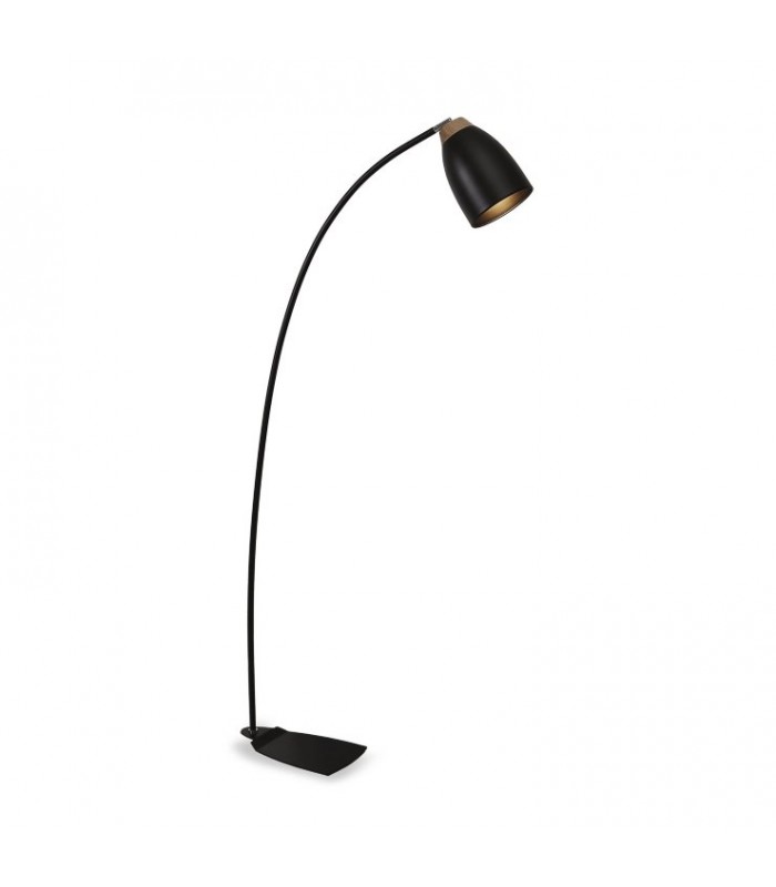Lámpara de pie nórdica ND17PN metal negro-madera E27
