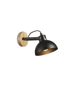 Aplique de pared nórdico MB2346-BK metal negro-madera E27