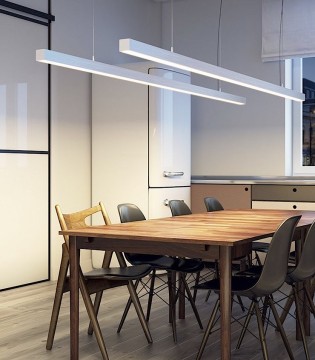 Imagen de ambiente con 2 lámparas suspensión Led Lineales S75 42W 114cm