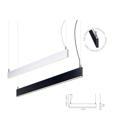 Lámpara Suspensión Led Lineal Modular DZ20.1200  40W 120cm negra o blanca.