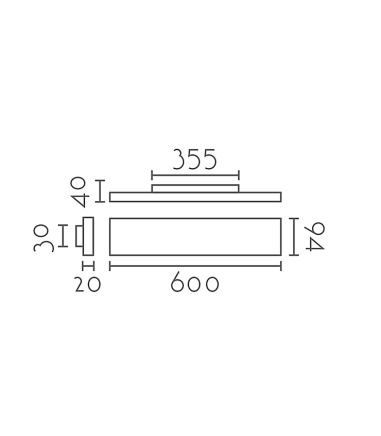 Dimensiones: Aplique plano WZ60 negro 60cm 25W 2250lm