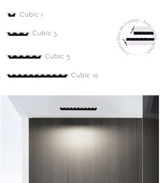Foco led empotrable cuadrado Cubic3 mini 10.4mm 2