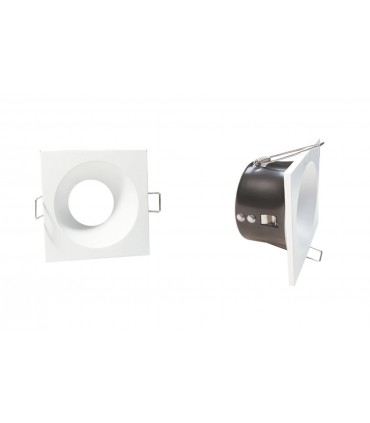 Foco empotrable GU10 cuadrado fijo blanco SH121 IP65 85mm