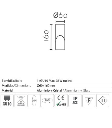 Foco superficie redondo orientable negro Ø60mm GU10 MX8200