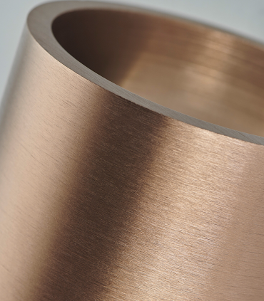 Detalle de espesor de aluminio cepillado. Aplique Zero W2 oro rosa Ø80mm - LIGHT POINT