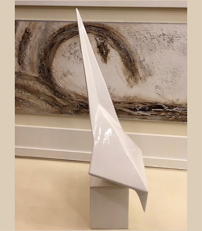 Pájaro origami cerámica blanca 52 cm - VP Interiorismo