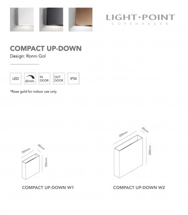 Aplique Compact Up/Down Blanco, Negro W2  Med - LIGHT POINT