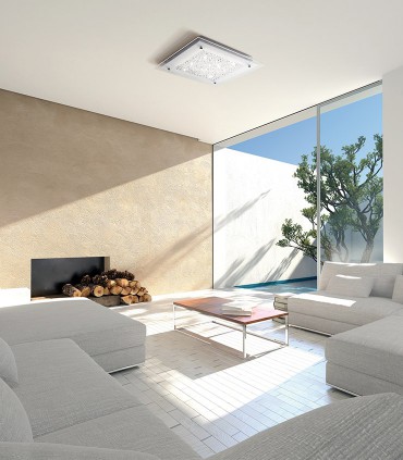 Plafón Crystal Led cuadr. 18W grande 4582. Imagen de ambiente.