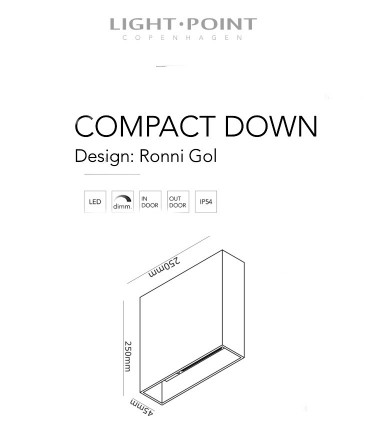 Dimensiones Aplique Compact Down Blanco, Negro W3  Gde - LIGHT POINT