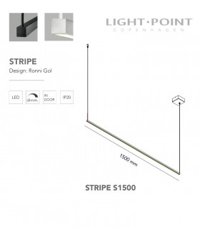 Dimensiones: Lámpara Colgante Stripe S1500 negro, blanco 150cm - LIGHT POINT