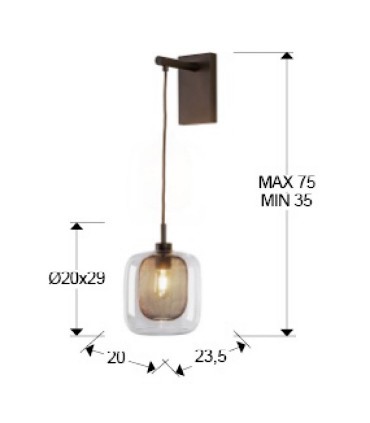 Dimensiones: Aplique de pared Fox 1L chocolate - Schuller