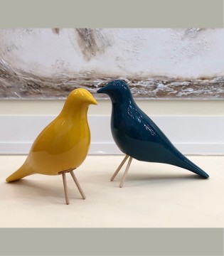 Figura decorativa PAJARO cerámica color azul - VP Interiorismo 2