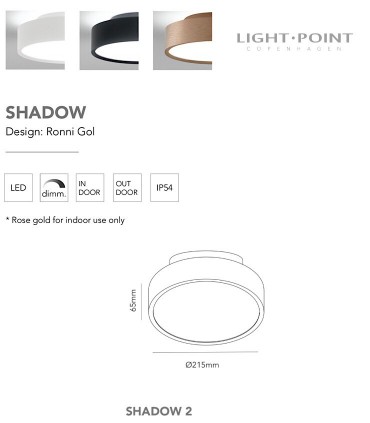 Características Shadow 2 oro rosa 13+4W Ø21cm - LIGHT POIN
