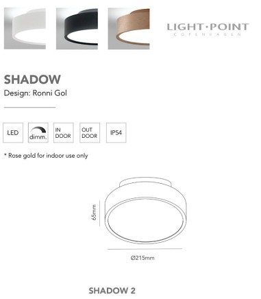 CaracterísticasPlafón-aplique de diseño Shadow 2 blanco o negro 13+4W Ø21cm - LIGHT POINTLIGHT POIN