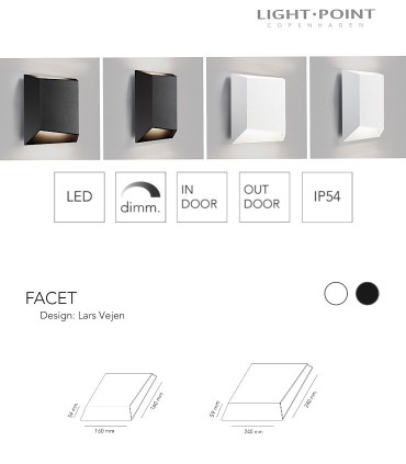 Características Aplique de diseño FACET negro LED - LIGHT POINT