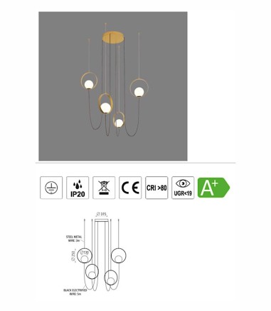 Características lámpara Halo 4 luces LED de ACB