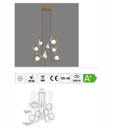 Características lámpara Halo LED 8 luces de ACB