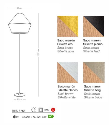 Colores Lámpara de pie TOSSA saco E27 - ILUSORIA