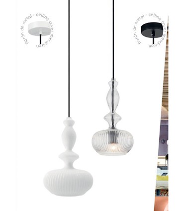 Lámpara Colgante MD4293  Ineslam cristal blanco o transparente Ø19cm E27
