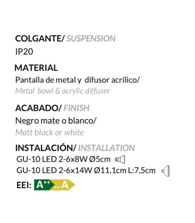 Características lámparas Sento