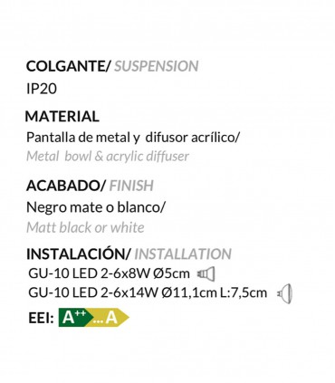 Características lámparas Sento