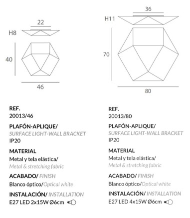 Dimensiones Clone E27 - Olé Lighting