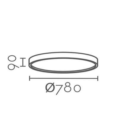 Dimensiones Plafón de techo circular blanco LED 102W Ø78cm 6700lm 3000K