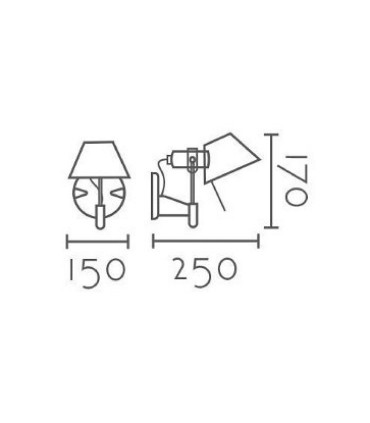 Dimensiones Aplique de pared orientable TD2 metal gris E27