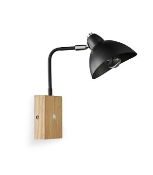 Aplique pared nórdico ND9 metal negro-madera E27