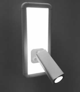 Aplique con lector IBIZA led blanco 2 luces. 5257. Difusor iluminado.