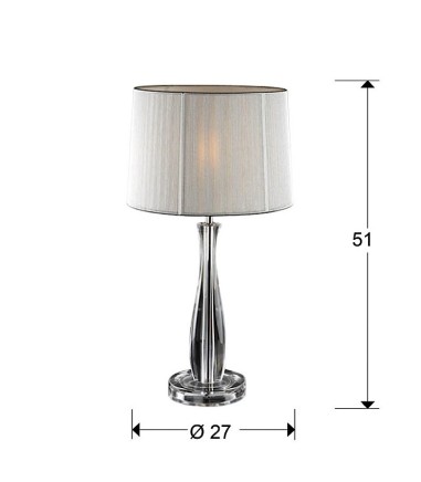 Dimensiones Lámpara de mesa salón LIN transparente con pantalla - Schuller