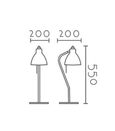Dimensiones Lámpara de mesa orientable ND21N metal negro E27