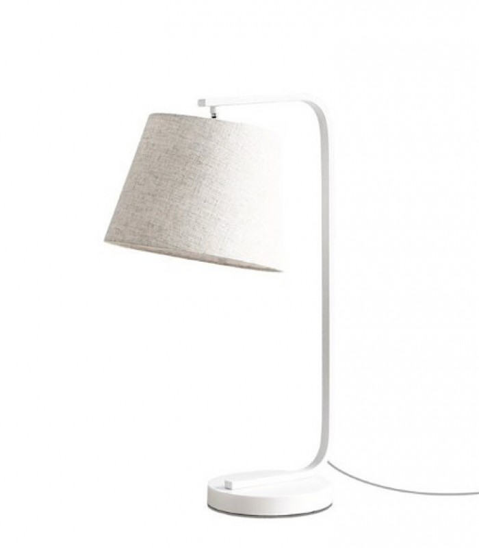 Lámpara de mesa blanca con pantalla beige ND22 E27