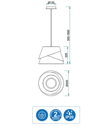 Características Colgante de techo ALBORÁN Blanco 33cm 5862 Mantra