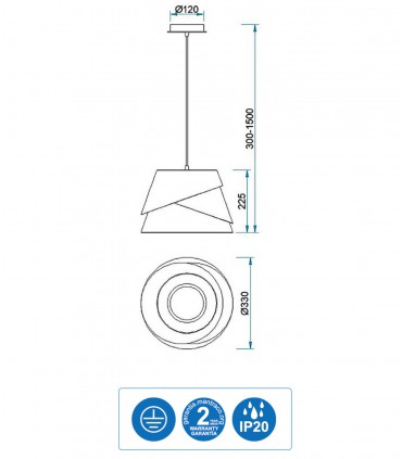 Características Colgante de techo ALBORÁN Blanco 33cm 5862 Mantra