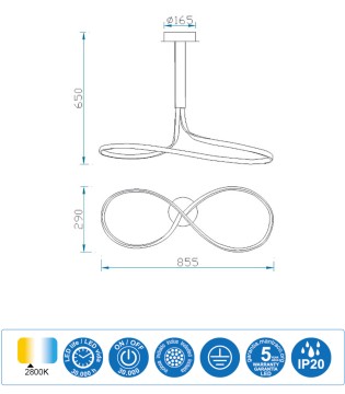Lámpara de techo NUR Led Forja 40W Lazo Altura 65cm 2800K Mantra 2