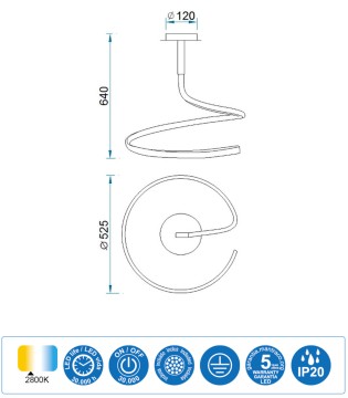 Lámpara de techo NUR Led Forja 30W Simple 2800K Mantra 2