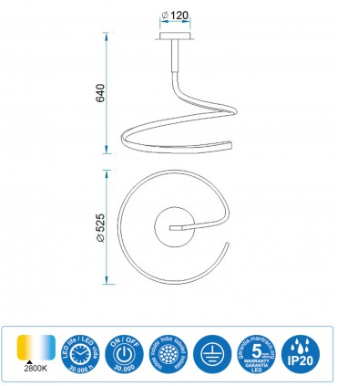 Características Lámpara de techo NUR Led Forja 30W Simple 2800K Mantra